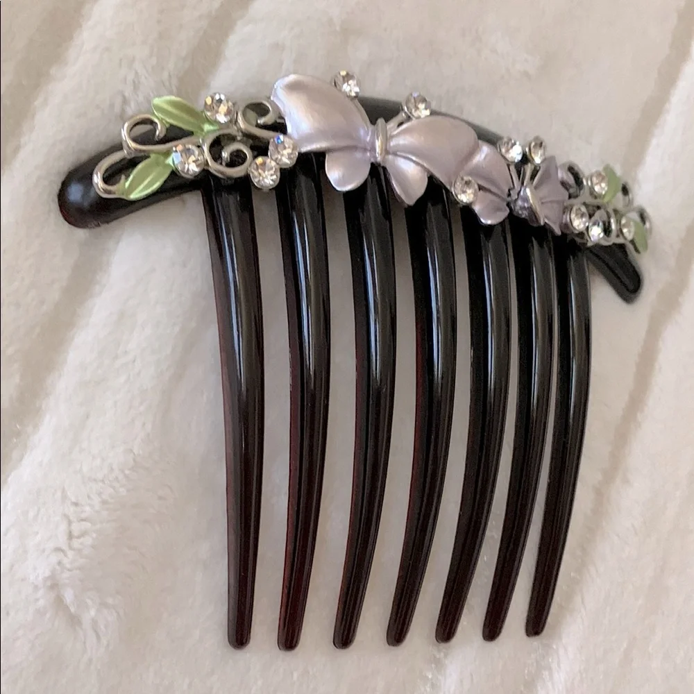 Hair French Side Comb Accessory Butterfly & Flowers